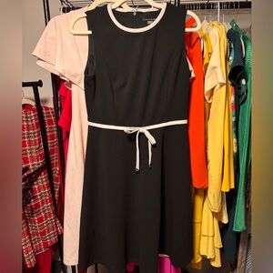 Tommy Hilfiger Black Midi Dress with White Trim